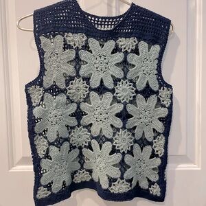 Hand Crocheted Flower Sweater Vest